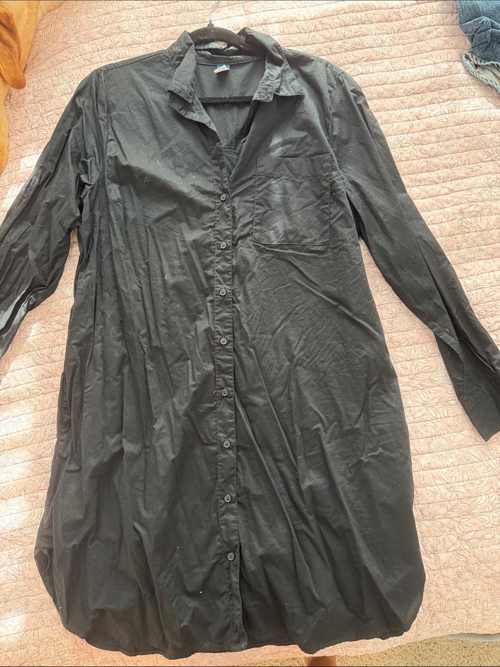 Old Navy Black Long Sleeve Button-Front Shirt Dress